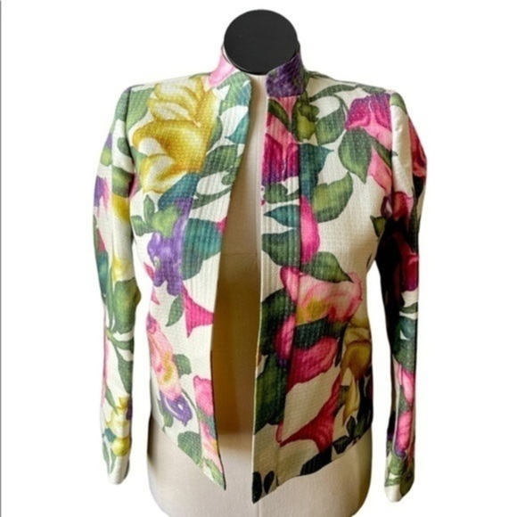 Studio by Liz Claiborne Blazer floral jacket Petite Sz Small - Picture 1 of 5